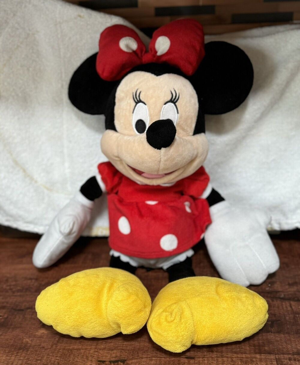 Disney Store Minnie Mouse Mini Bean Bag Plush 20”- Red and Black Doll Soft Toy